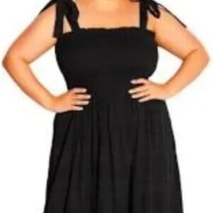City Chic Summer Tie Black Sleeveless Cotton Maxi Dress Plus Size 22-XL